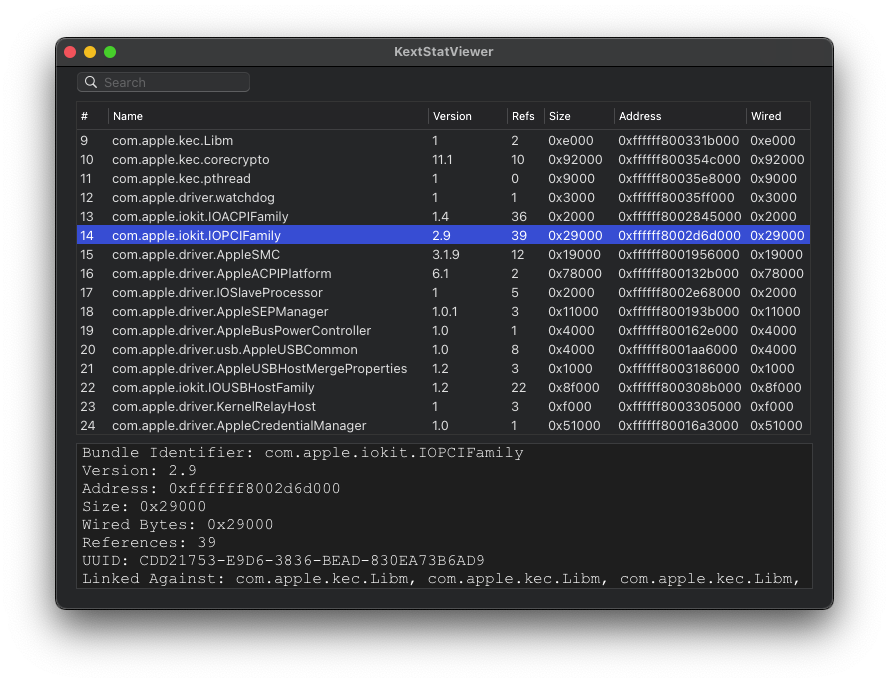 KextStatViewer UI